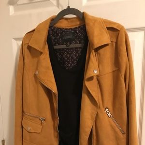Suede Moto Jacket in Mustard